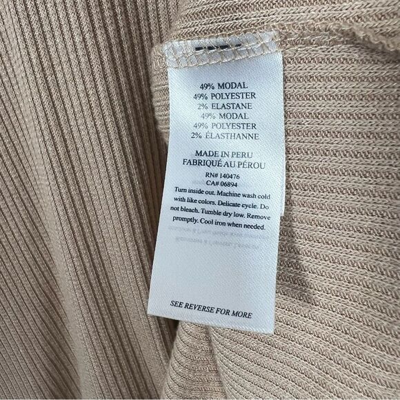 Faherty Brand Womens Size Small Nomad Tan Beige Legend Rib Layne Ribbed Tee - Picture 9 of 14